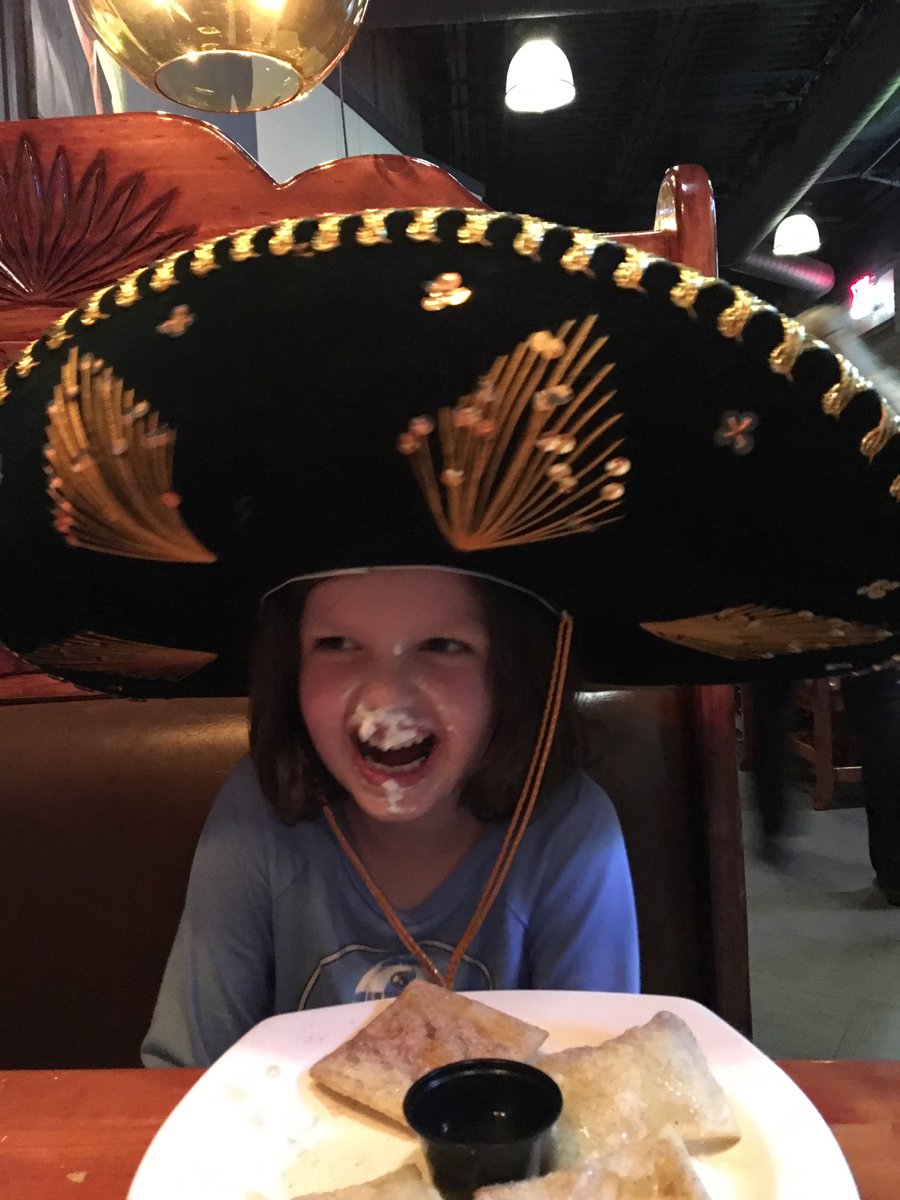Karlworley's tweet photo. Sombrero ver the rainbow! This girl! Happy 6th kid! #CelebrateAllWeek #ShesStill5 https://t.co/OsLtp1YTqJ