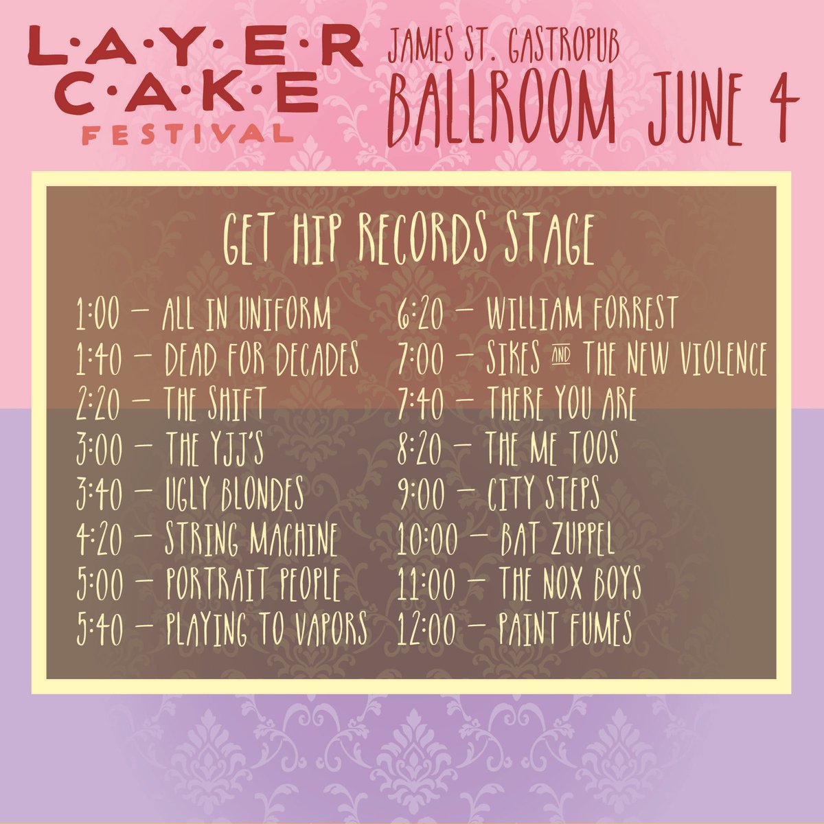 CityStepping's tweet photo. #LayerCakeFest this Saturday! We play @gethiprecords stage at @JamesStreet422 at 9pm w/ @thenoxboys and more https://t.co/2s6SqgXRsa