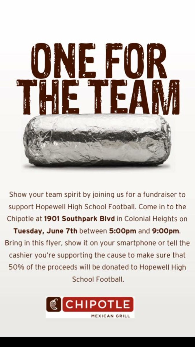 HopewellFB's tweet photo. Come out and support.  Tuesday, June 7! https://t.co/iXHHjuOe5O