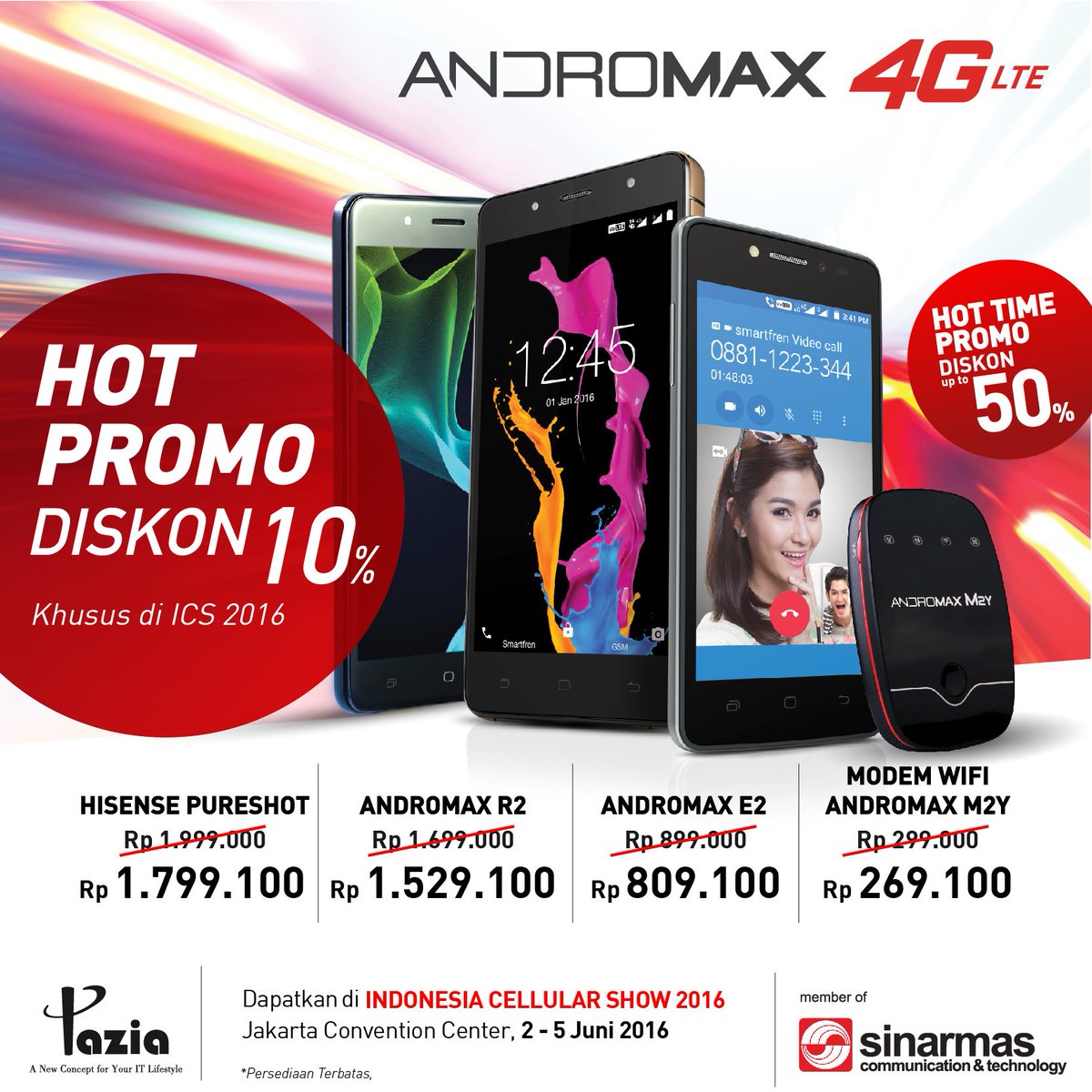 PaziaShop's tweet photo. #paziashop - hanya di #indonesiacellularshow2016 #promodiskon #smartfren #andromax4G @BalaiSidangJCC @ics_expo https://t.co/Obh2ktkXp6