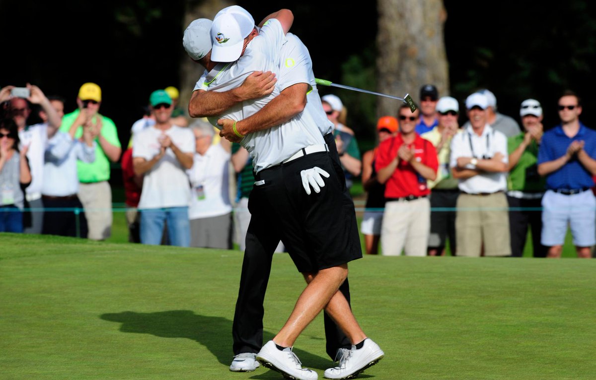 SportsCenter's tweet image. Ducks win it all! Oregon defeats Texas on the 3rd sudden death hole to win their 1st NCAA Men's Golf Title.