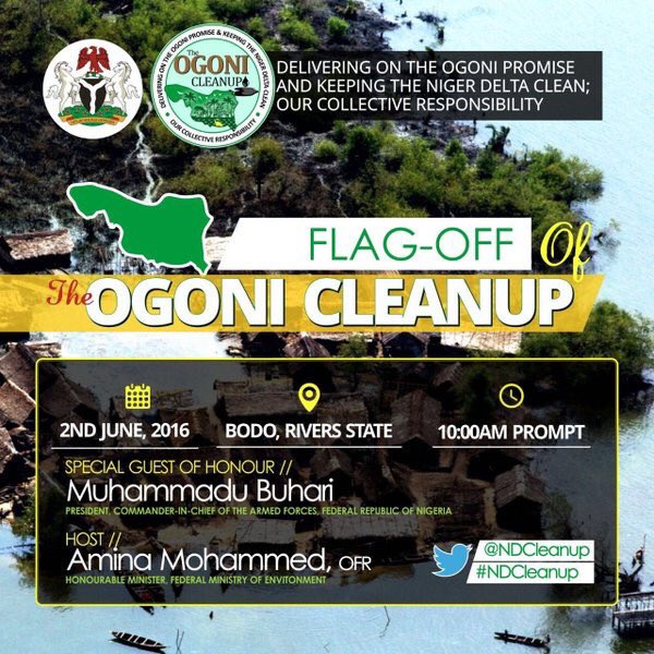 NDCleanUp's tweet photo. D-Day for #NDCleanUp: Delivering on the Ogoni Promise &amp; Keeping the Niger Delta Clean; Our Collective Responsibility https://t.co/fUU9NgdYEA