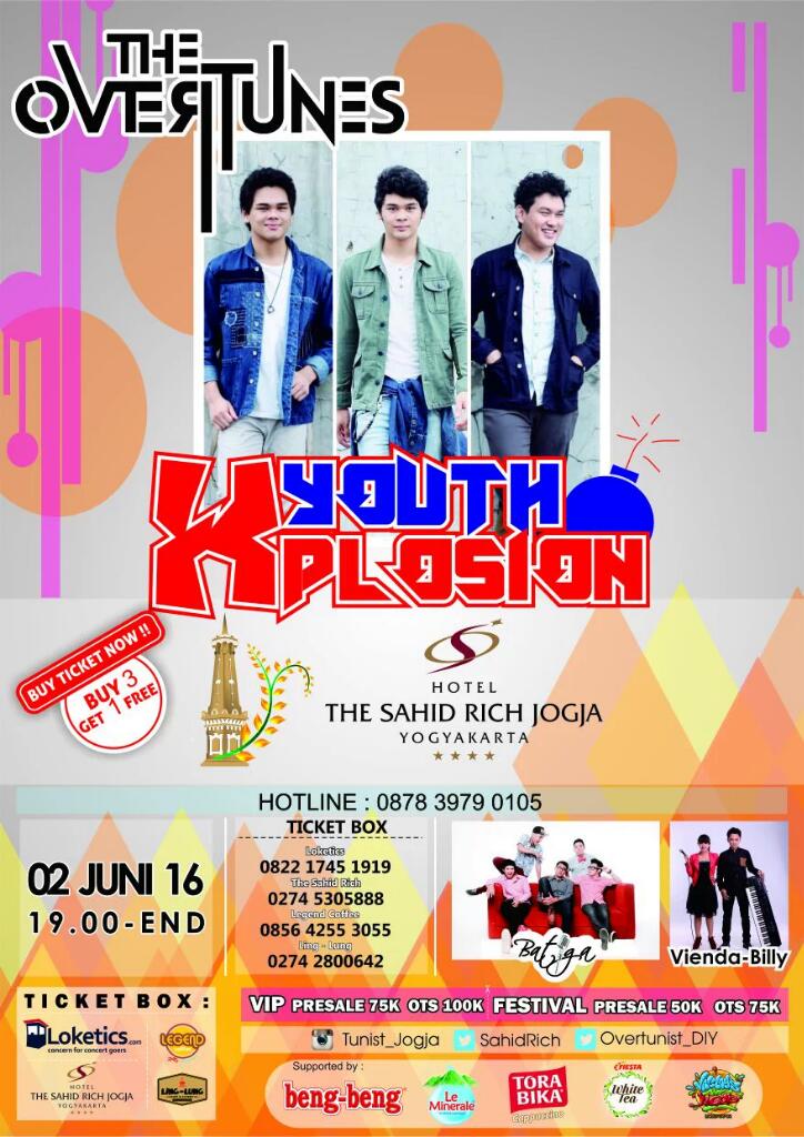 Overtunist_DIY's tweet photo. Haloo:) yuk beli tiket "youth xplosion" kita buka both di sahid rich ,untuk presale 9-3 sore, Ots jam 3-7 malam. https://t.co/ALl33x3C6M