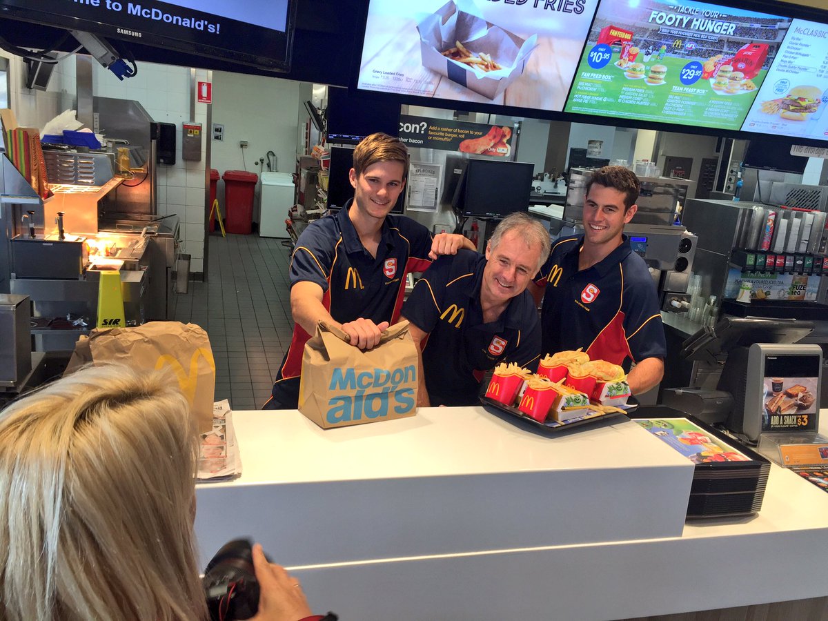 JackBerketa's tweet photo. The SA U18 boys fuelling up before the AFL championships, Jonty Scharenberg and Jack Graham Vice Captain and Captain https://t.co/GKmzXDG8jb