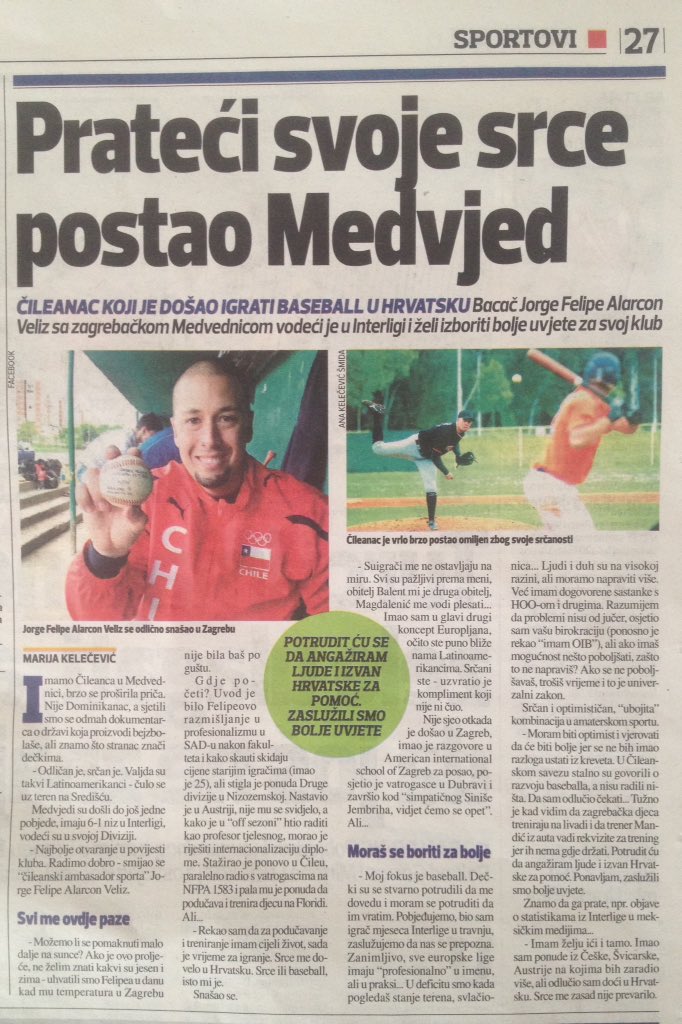 GMbaseballchile's tweet photo. Prensa croata por @southpipe @DifusionDeporti @Deporterochile @RedCreaDeporte @holadeportes @dedeportivo @NDeportes https://t.co/IQuQraXwaw