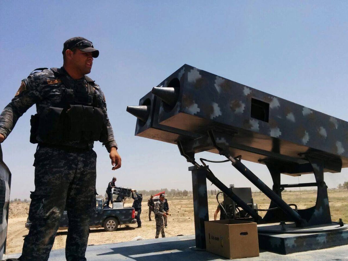الشرطه الاتحاديه العراقيه تنصب منصات صواريخ محليه الصنع على عربات Ford F-350  Cj7-vBxW0AAPS4l