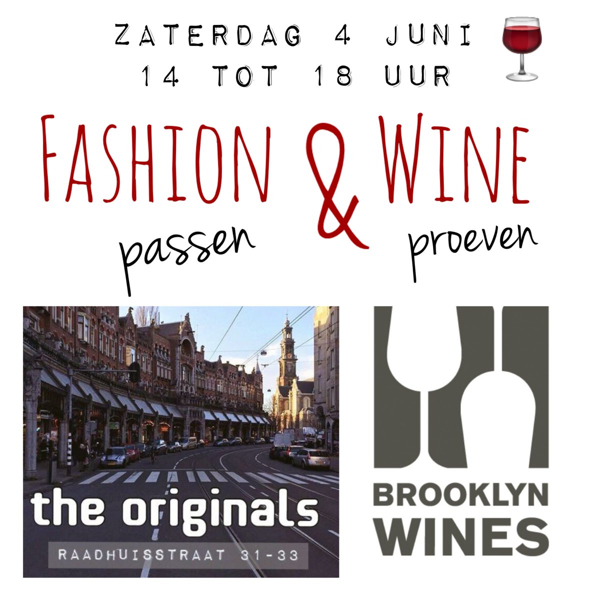 brooklynwines's tweet photo. Wine&amp;Fashion. Zaterdag a.s. 14.00-18.00 uur bij The Originals, Raadhuisstraat 31-33 #Amsterdam #wijn #wijnproeverij https://t.co/lGMAxkP3oY
