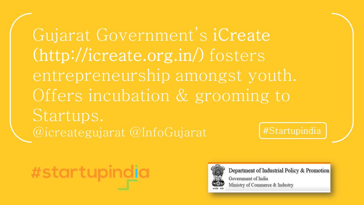 startupindia's tweet photo. Gujarat Govt’s iCreate fosters entrepreneurship amongst youth. @icreategujarat @InfoGujarat #StartupIndia https://t.co/hJspCUYTMW