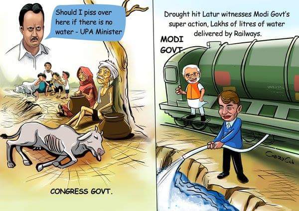 IamRitzV's tweet photo. Difference between Congress &amp; BJP-

Pic1-Pawar mocked poor's during drought
Pic2-Prabhu helping the needy.
#AccheDin https://t.co/6BuQbKbJ3P