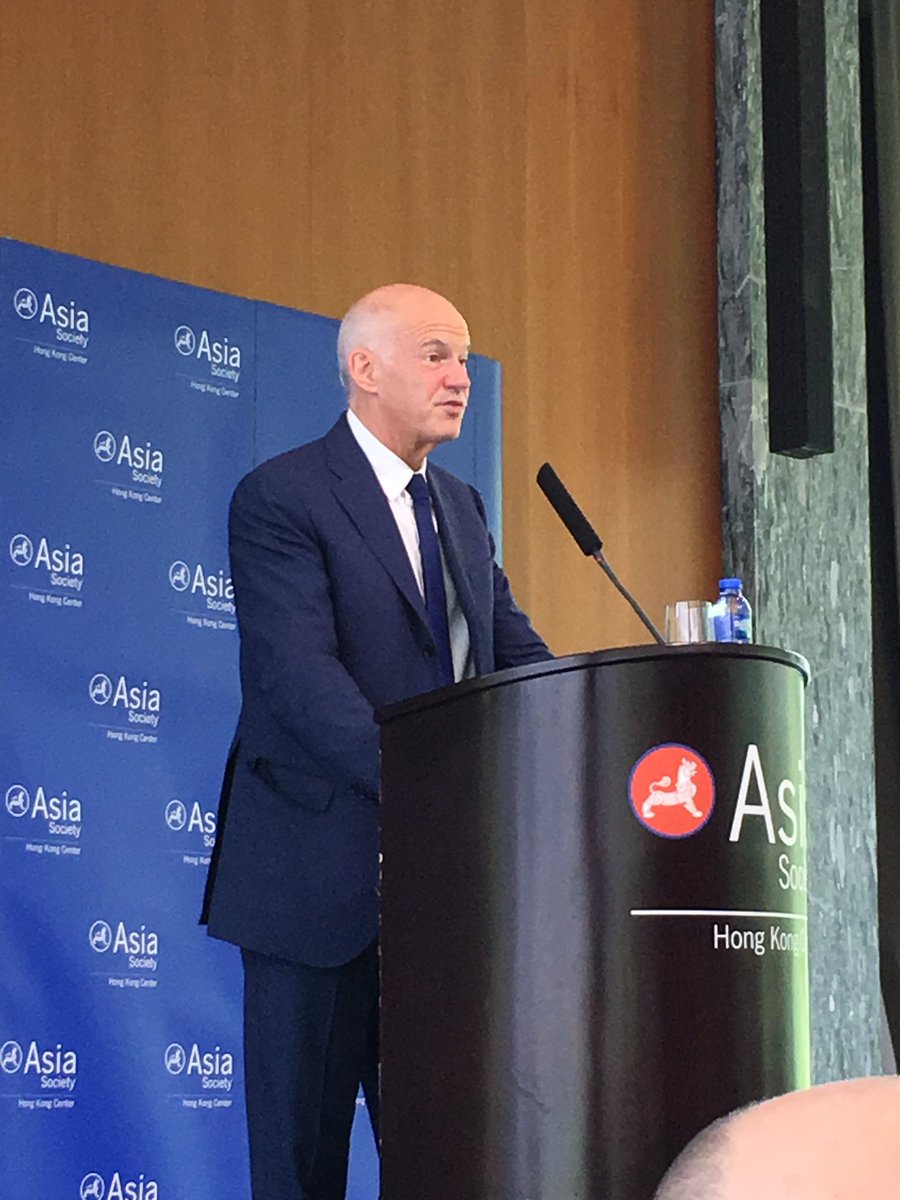 sanchanta's tweet photo. Fascinating talk by former Greek PM Papandreou on Brexit, the refugee crisis, Greece and the Euro @AsiaSociety https://t.co/zr0unCt7BZ