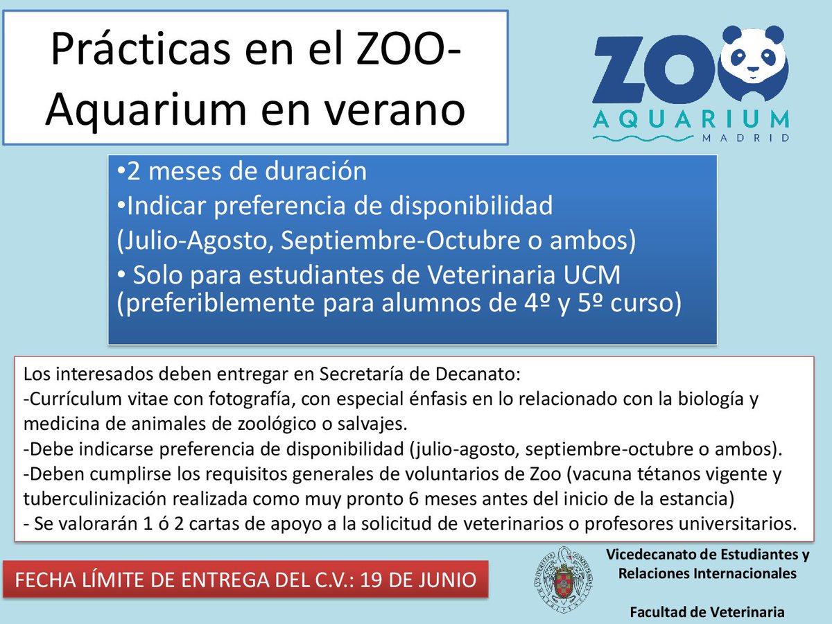 Abierto plazo para las prácticas de verano en @zoomadrid y fundación@ONCE_oficial del perro guía ¡Plazas limitadas!