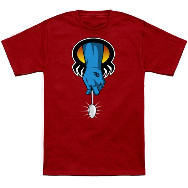 theshirtlist's tweet photo. HAND OF THE SPOON T-Shirt - https://t.co/KGYKLmM7Sx - The Tick T-Shirt by @Moysche https://t.co/vKiKbJd95y