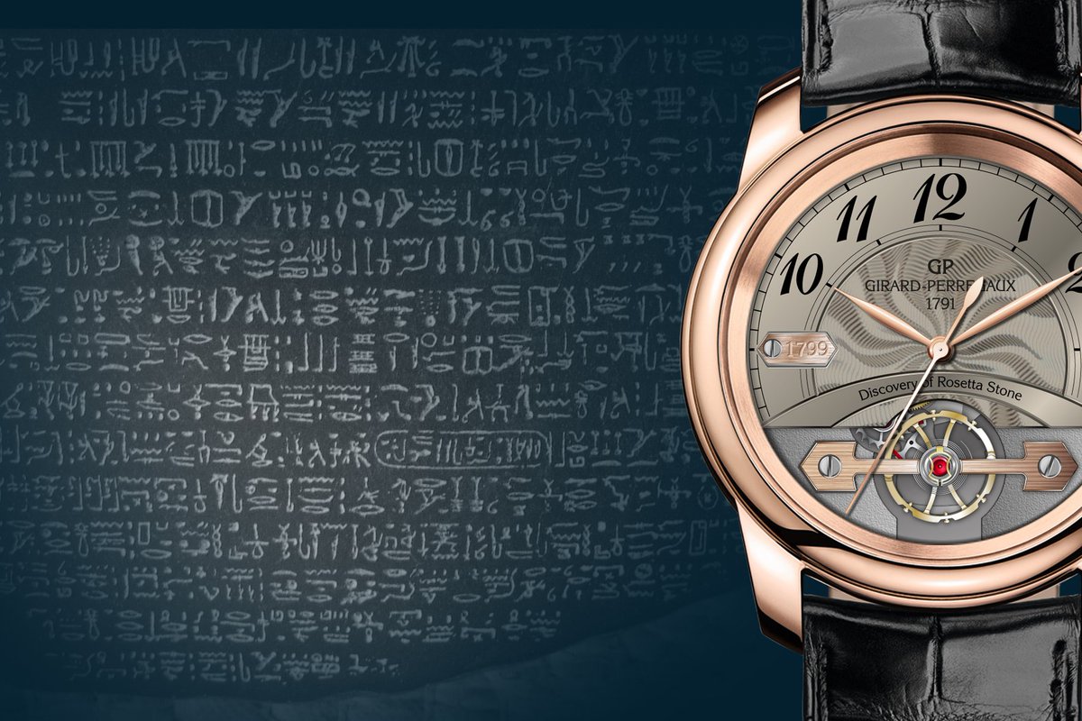 GirardPerregaux's tweet photo. Girard-Perregaux Place Girardet 225 exclusive creations: #1799 Discovery of Rosetta Stone #GP225 #tbt #history https://t.co/s7d2odKNnz