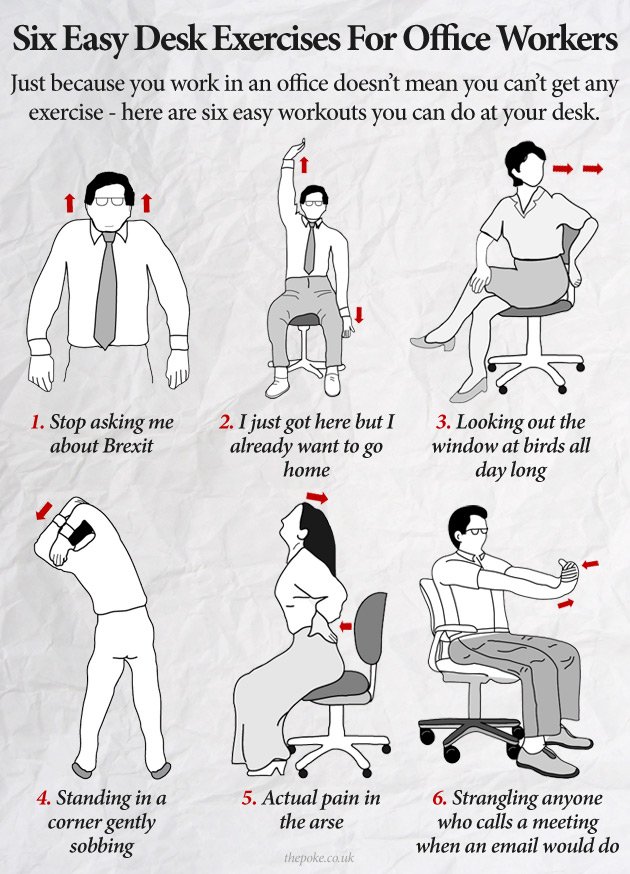The Poke On Twitter Six Easy Desk Exercises For Office Workers