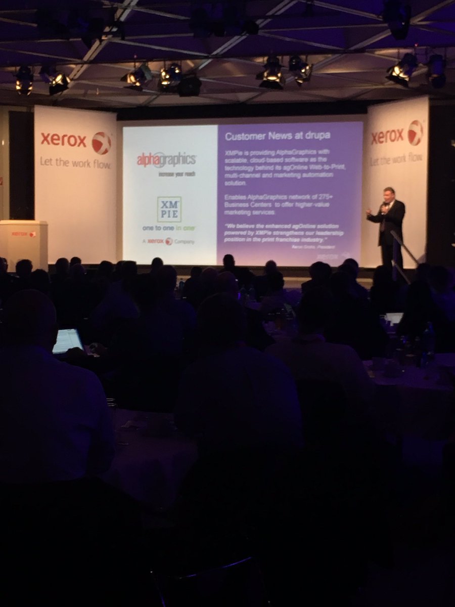 XMPie's tweet photo. We're at the @Xerox press conference this morning at #drupa2016. https://t.co/LpUOJ0JfQE