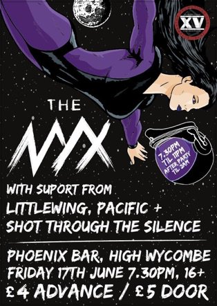 17/06: The Nyx, with <a href="/LittlewingBand/">ᒪITTᒪEᗯIᑎG</a> Pacific &amp; <a href="/STTS_Band/">STTS Band</a>!  £4 advance: wegottickets.com/event/362060 #rock #indie #alt