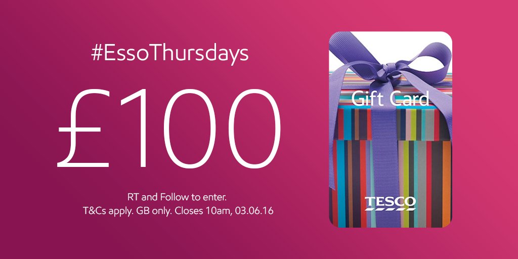 We love Thursdays. RT and FLW for your chance to win a £100 Tesco voucher. #EssoThursdays bit.ly/EssoThursdays