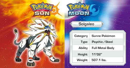 Legendary Pokemon Solgaleo and Lunala In The Alola Region - The