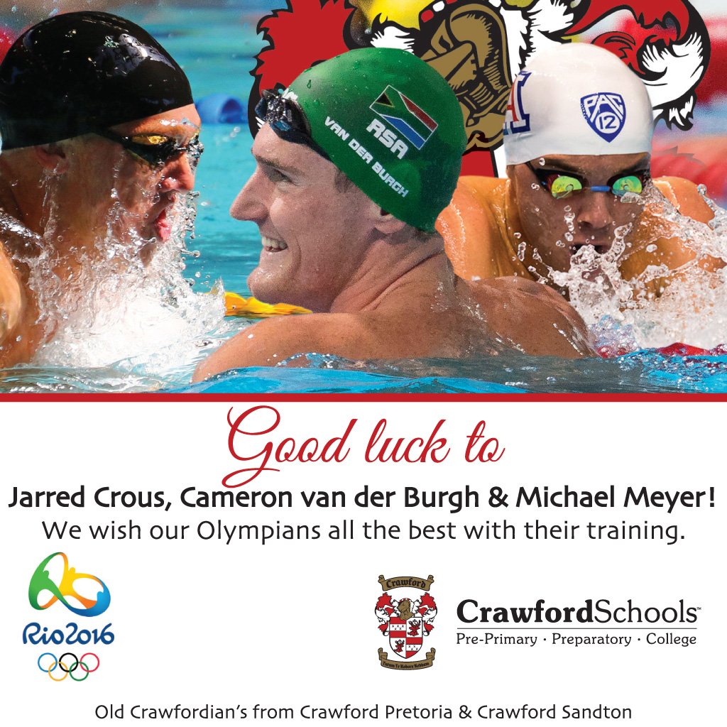 Good luck to these <a href="/OldCrawfordians/">Old Crawfordians</a> representing SA at the Olympics in Rio!