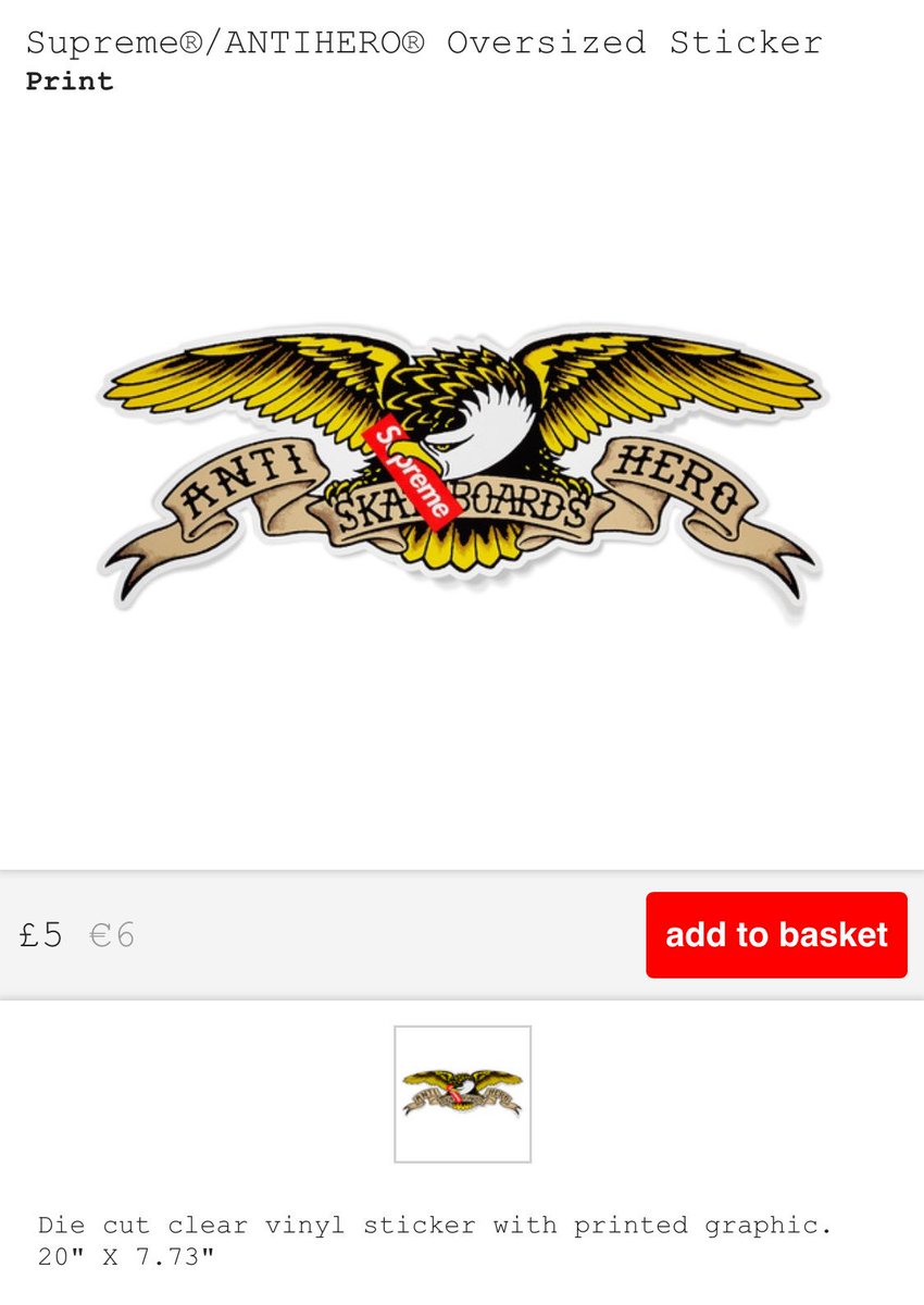 supreme anti hero sticker