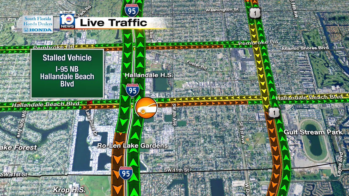 Stalled vehicle on I-95 NB at Hallandale Beach Blvd #MIAMI #TWITTER https://t.co/xbaJbaIsC5