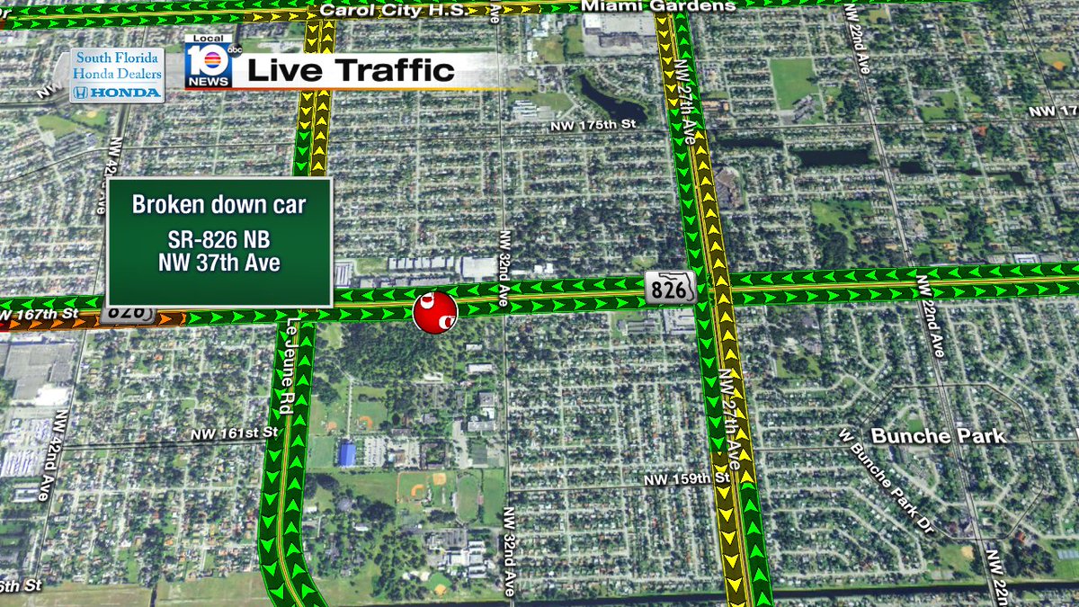 Disabled vehicle on SR-826 at NW 37th Ave #MIAMI #TRAFFIC https://t.co/bGR0GxQAdm