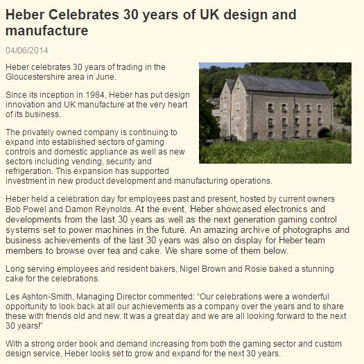 Heber_Limited's tweet photo. Two years ago we celebrated Heber's 30th birthday! Here's the press release that we issued! #ThrowbackThursday #TBT https://t.co/xMXiEYMvIo