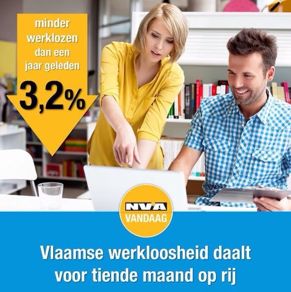 Jobs: daarmee wil <a href="/de_NVA/">N-VA</a> de Vlaamse welvaart veiligstellen. Daling van werkloosheid met 3,2% het afgelopen jaar.