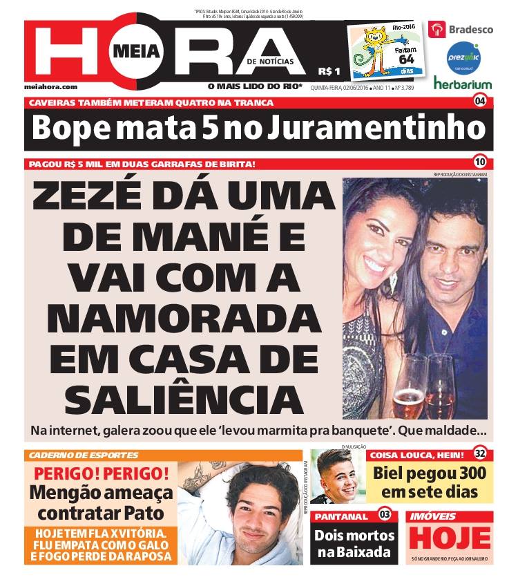 Bom dia, pessoal! Esta é a #capaMEIAHORA desta quinta-feira, 02/06/2016. Quem curte compartilha!