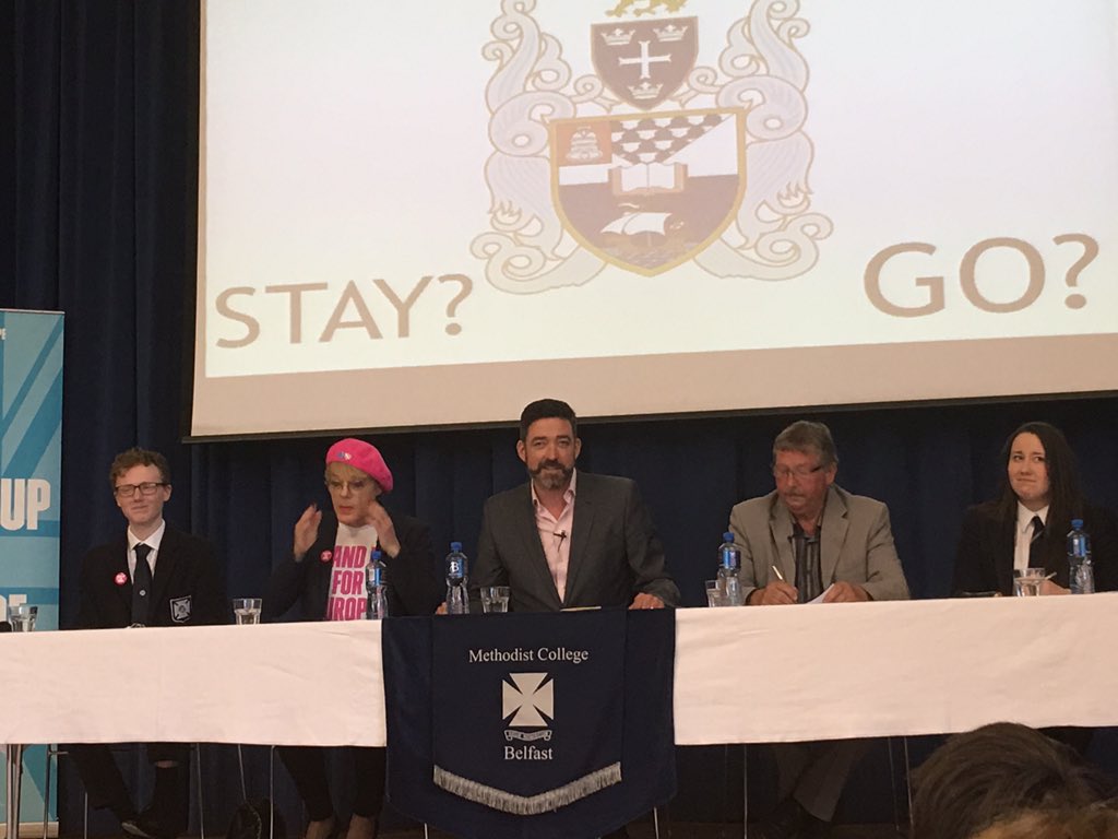 Debate kicked off by <a href="/eddieizzard/">Eddie Izzard</a> <a href="/methody_mcb/">MCB Belfast</a>