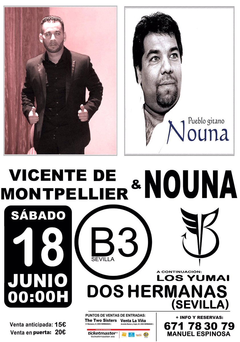 Empezamos promoción a tope de VICENTE DE MONTPELLIER Y NOUNA, Sábado día 18 de junio 00:00h. +info: 671 78 30 79