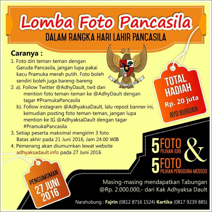 AdhyDault's tweet photo. 11/ Ini pengumumanya sama, hanya disain posternya beda, sy dikirimkan lewat wa. Selamat Berlomba
#pramukapancasila https://t.co/tls8LW4dDY