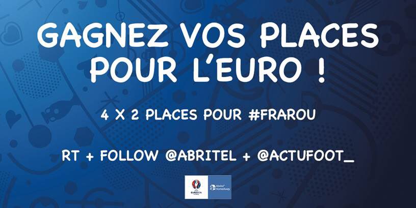 ActuFoot_'s tweet photo. RT + FOLLOW @abritel + @ActuFoot_ pour tenter de gagner vos places pour le match d'ouverture de l’#EURO2016 ! https://t.co/GufdrnzQFr