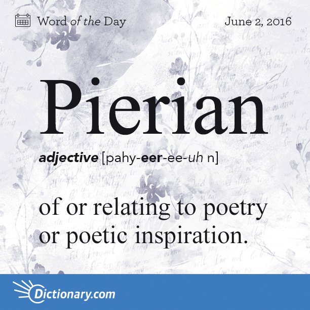 Dictionarycom's tweet photo. What stirs Pierian inspiration for you?

Read the full definition here: https://t.co/9CfdfWrXnO https://t.co/H2SOs46XYr