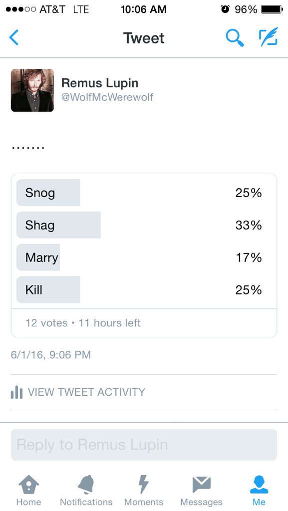 "Most of you either want to shag or kill me. That seems fair."