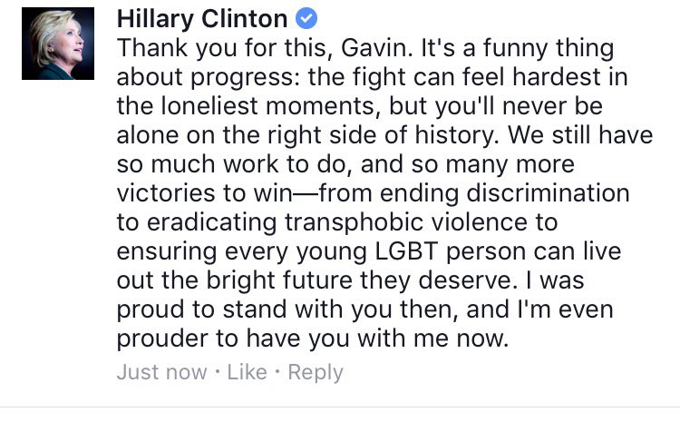 GavinNewsom's tweet photo. Thank you Madam Secretary for your incredibly thoughtful reply. We still have so much to do. #imwithher https://t.co/3yifFaw9Oz