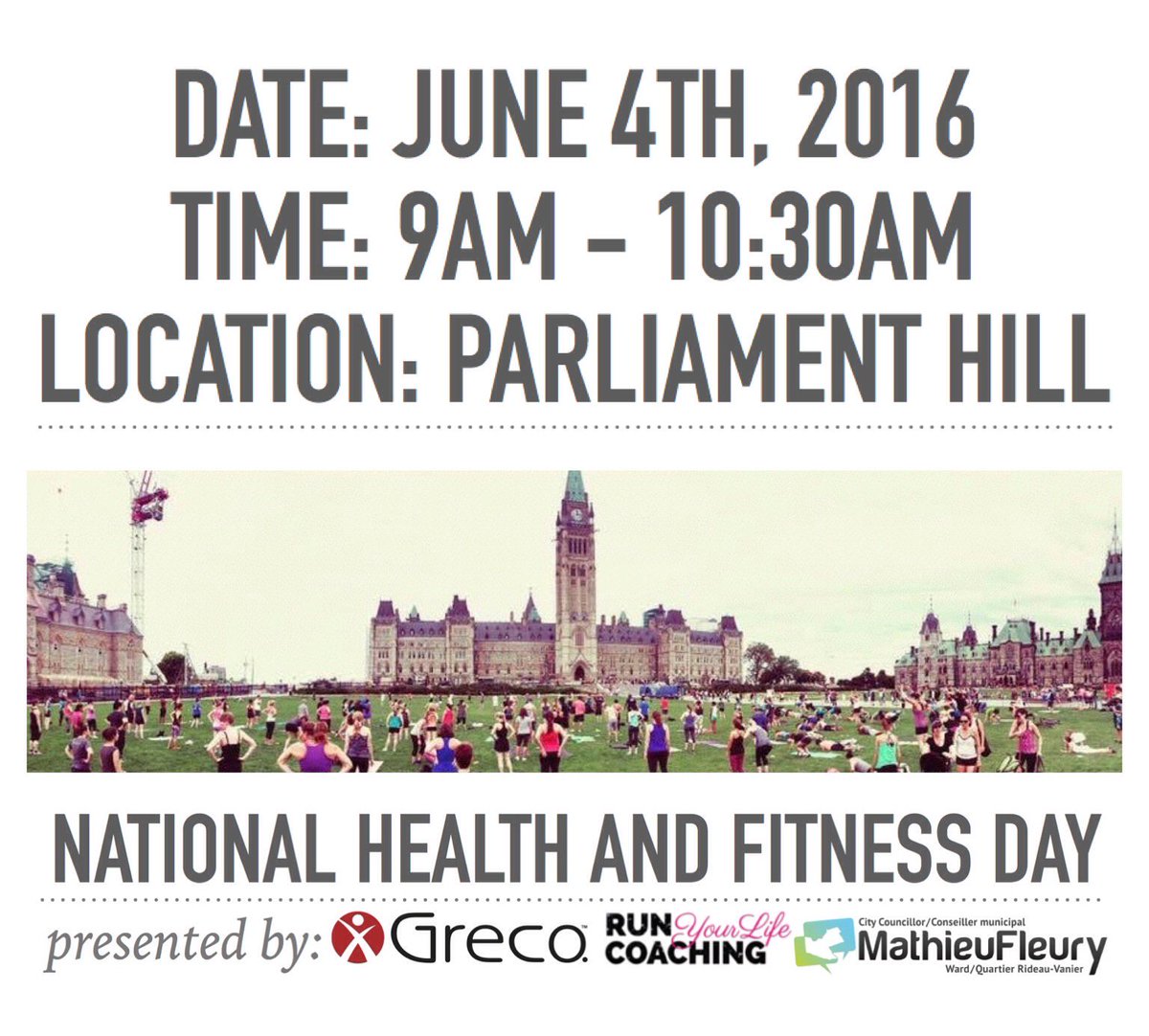 @JimWatsonOttawa What is your office doing for National Health and Fitness Day?! #NHFDcan #FittestNation #GetOutside