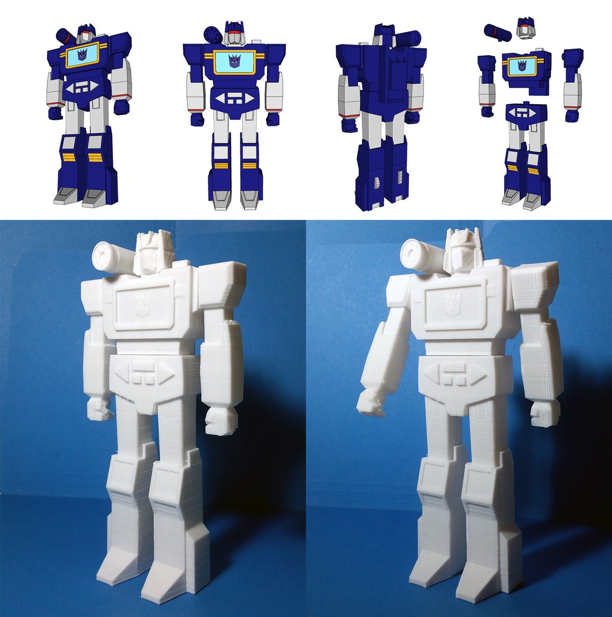CautionLowSign's tweet image. For some practice, I modeled and 3D Printed a G1 Soundwave #Transformers #3dprinting #sketchup #3DModeling