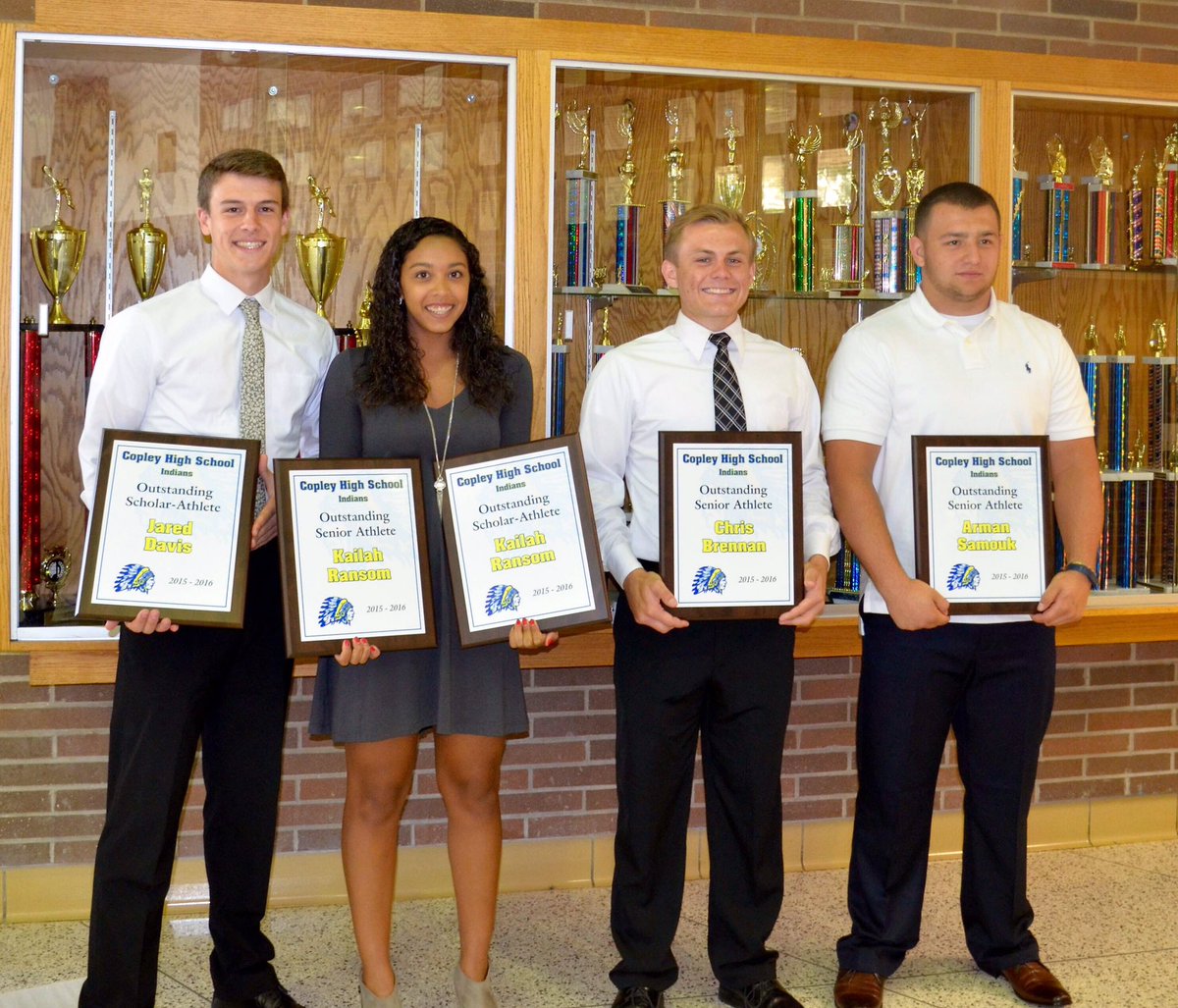 Today we celebrated our Outstanding Senior Scholar-Athletes Jared Davis, Kailah Ransom, Chris Brennan, Arman Samouk.