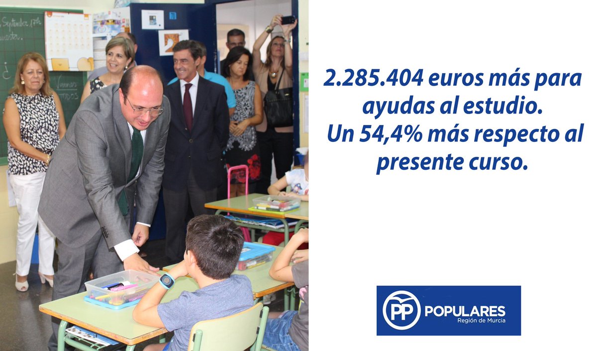 PPRMurcia's tweet photo. "Hay un 54% más de recursos para becas que en 2015", @PedroAntonio_RM #ContundentePAS https://t.co/gfckgCgRpT