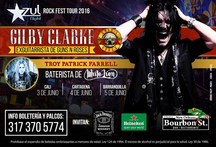 radiohitsco's tweet photo. #EventoRecomendadoCali Este Viernes 3 de Junio 2016 @BourbonStCol trae a @gilbyclarke ex Guitarrista Guns &amp; Roses. https://t.co/GFEqYr3smF