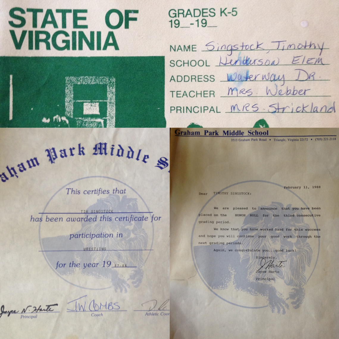 TimSingstock's tweet photo. #throwbackthursdays found some old school records from the 80's; surprised to see I actually made the honor  roll🤓 https://t.co/JGkZh0hHVG