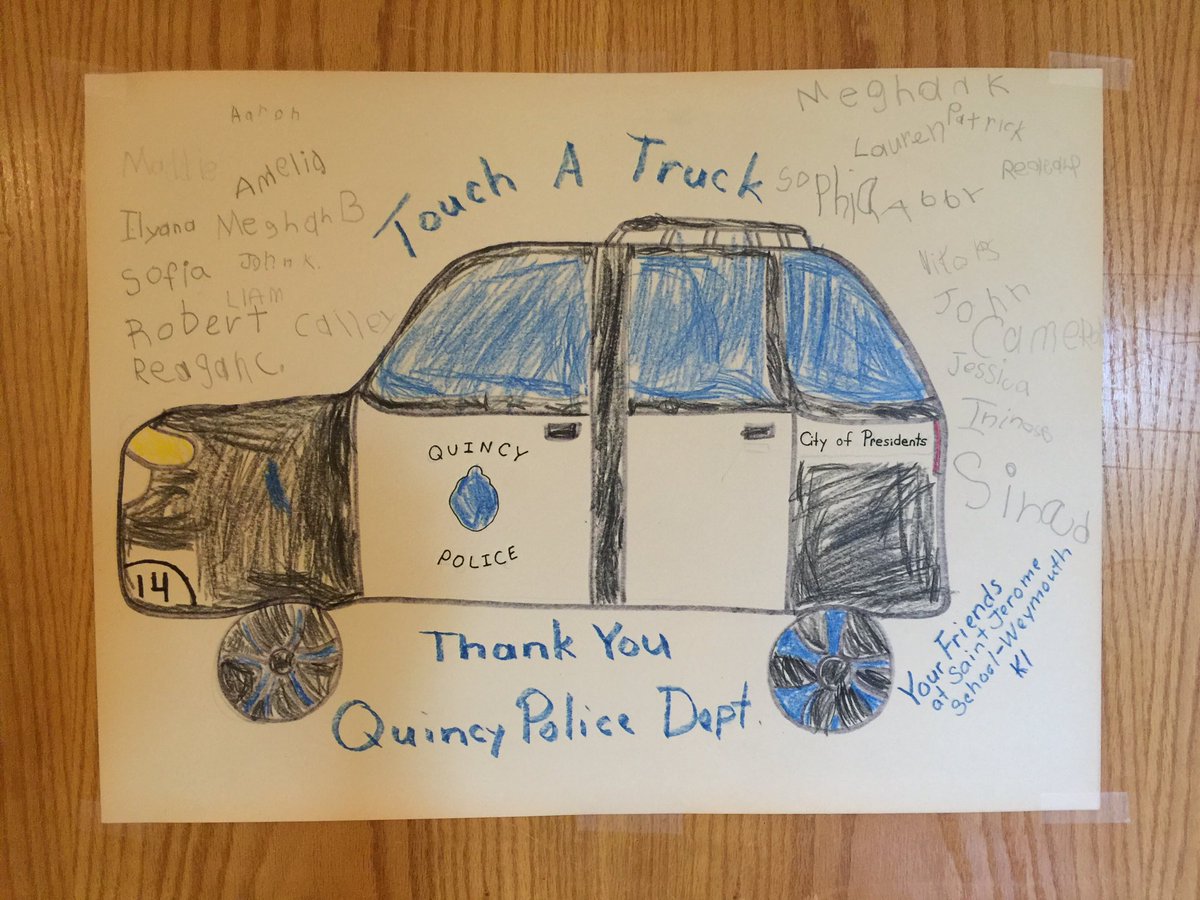 quincymapolice's tweet image. Thank you to the children at St. Jerome School in #Weymouth for the awesome posters!  We had a great day!