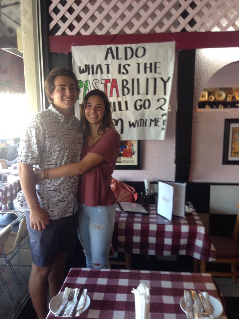 uchsprom2k16's tweet photo. Forecast: 100% PASTAbility that Daniela Gregor will go to prom with Aldo. #46thPick https://t.co/Qu6v5hLgsm