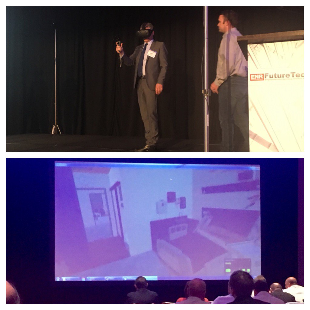 jasonfifield's tweet image. ENR editor Scott Blair demos Virtual Reality  modeling tool at #ENRfuturetech #construction @ENR_CA