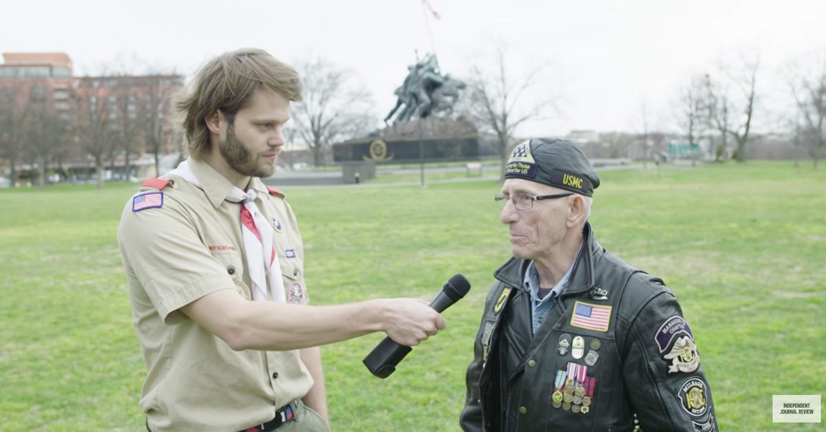 ScoutLifeMag's tweet photo. Eagle Scout @DearDave asks: 'What does it mean to be American?' https://t.co/PWyrFdWagh via @scouting https://t.co/EmxdcFATwF