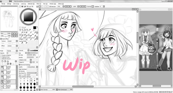 WIP of these two qt's!! i'm already shipping them aaa #art #wip #PokemonSunMoon 