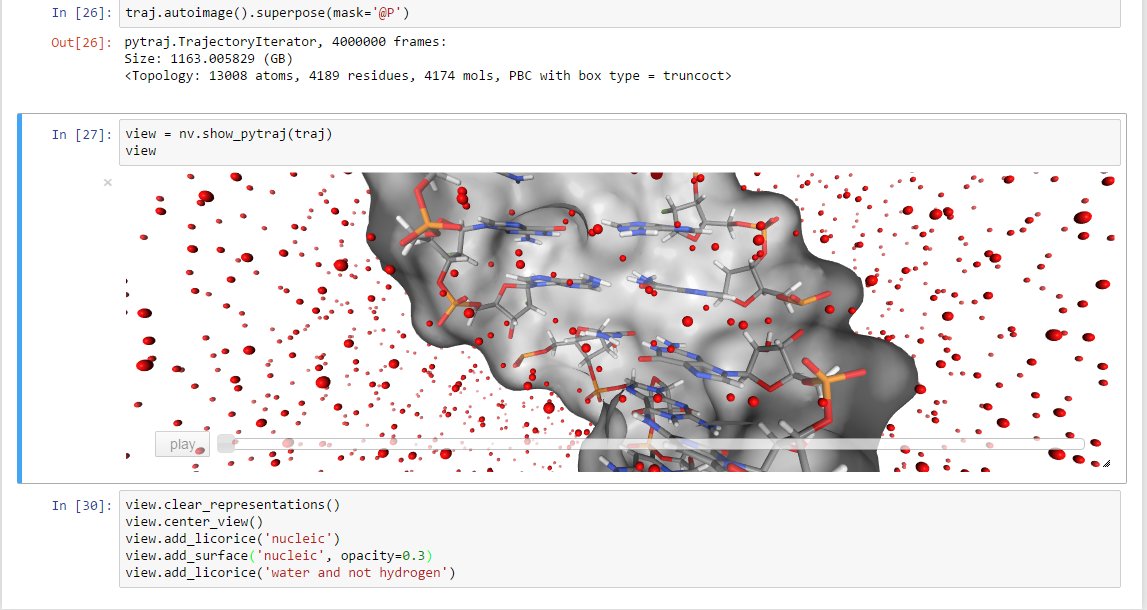hainm_comp's tweet photo. finally I can make #pytraj/#cpptraj autoimage, superpose work with out-of-core trajectory (#nglview). 1TB data. https://t.co/kCQGv1EENw