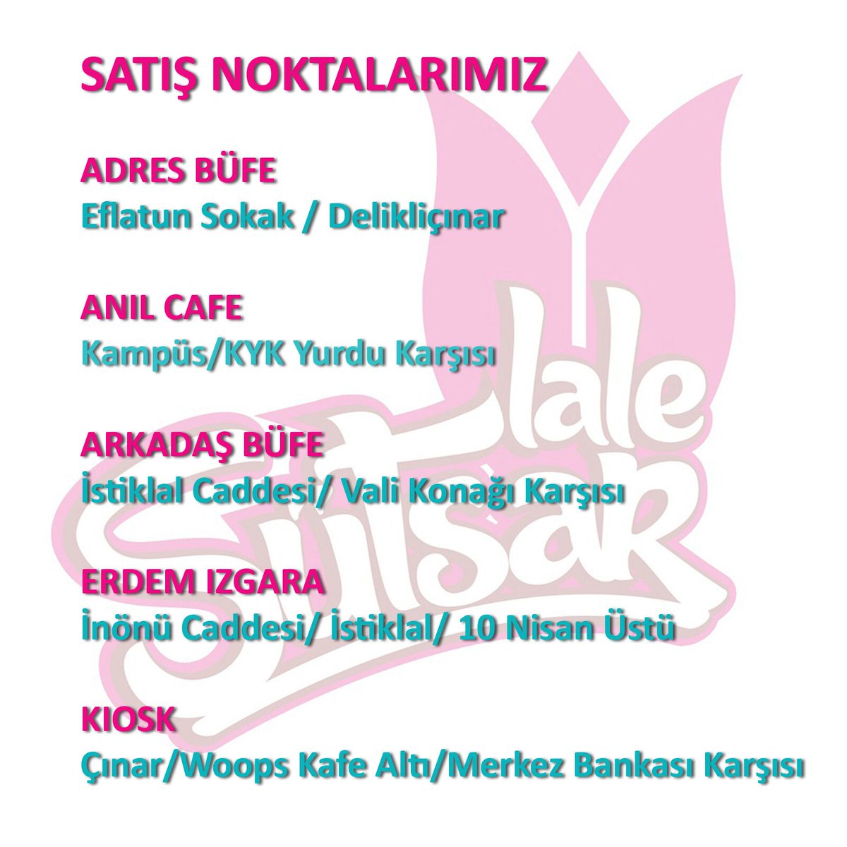 5 satis noktasinda sizlerleyiz!