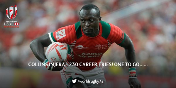 Hongera Sana! #CollinsInjera for setting a New World Rugby 🏉  7s Record for the most tries.